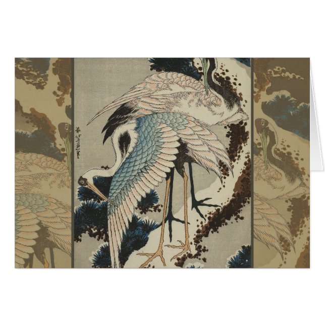 Cranes on a Snow Covered Pine Hokusai (Front Horizontal)