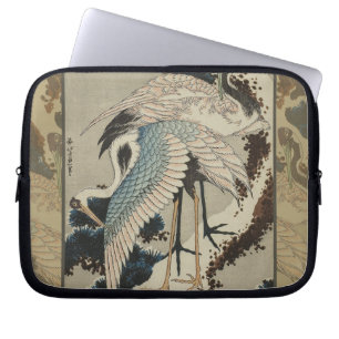 Cranes on a Snow Covered Pine Hokusai Laptop Sleeve