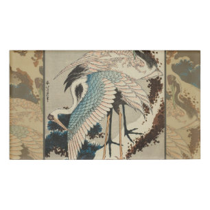 Cranes on a Snow Covered Pine Hokusai Name Tag