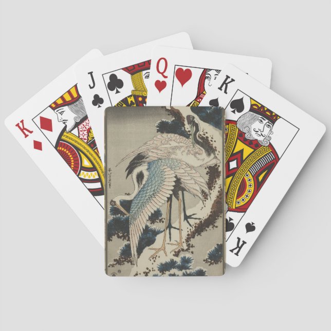 Cranes on a Snow Covered Pine Hokusai Playing Cards (Back)