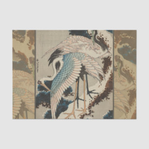Cranes on a Snow Covered Pine Hokusai Tissue Paper