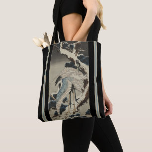 Cranes on Snow Covered Pines Tote Bag