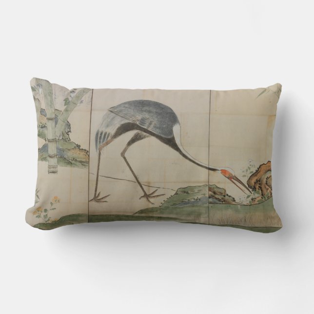 Cranes, Pines, and Bamboo Lumbar Cushion (Front)