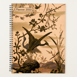Cranes, Vintage Japanese Art, Birds Flowering Tree Planner