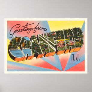 Cranford New Jersey NJ Vintage Travel Postcard- Poster