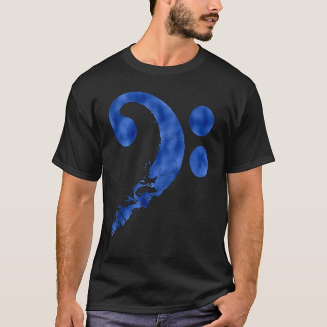 Cranium in Shape of Bass Clef Bassist Guitarist Mu T-Shirt (Front)