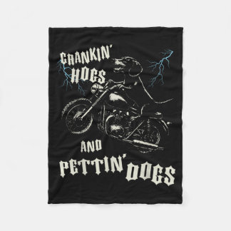 Crankin Hogs and Pettin Dogs Lovers Biker Fleece Blanket