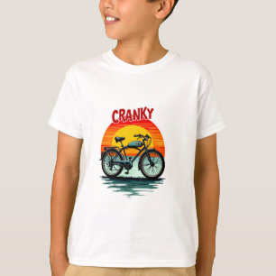 Cranky Biker Tee: Vintage Sunset and ageless Bike  T-Shirt