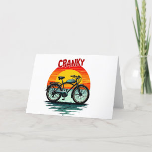 Cranky Biker Tee: Vintage Sunset and ageless Bike Thank You Card