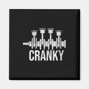 Cranky Car Engine Crankshaft Cars Lover Mechanics  Magnet