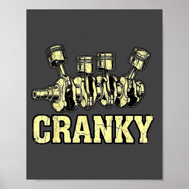 Cranky Car Engine Crankshaft Fathers Day Dad Men H Poster (Front)