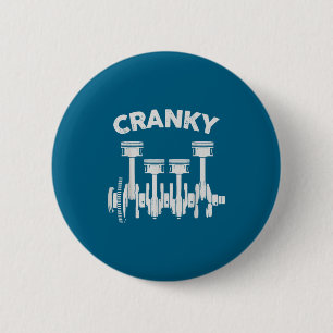 Cranky Car Engine Crankshaft Lover Mechanics Fathe 6 Cm Round Badge