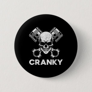 Cranky Car V8 Engine Crankshaft Cars Lover, Mechan 6 Cm Round Badge