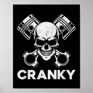 Cranky Car V8 Engine Crankshaft Cars Lover, Mechan Poster