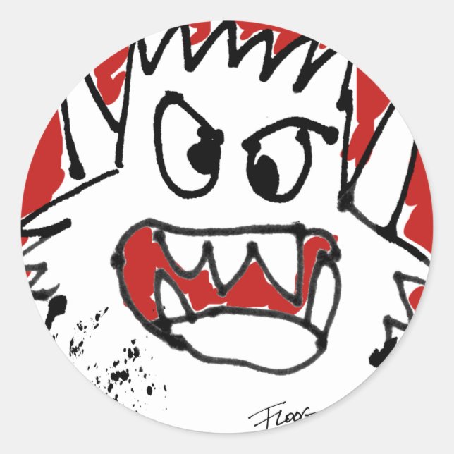 Cranky Cartoon Monster Sticker (Front)