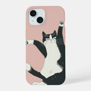 Cranky Cat Dance Print Funny and Quirky Cat Art iPhone 15 Case