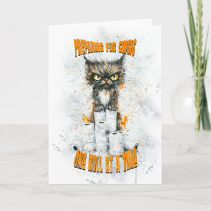 Cranky Cat Hoarding For A Crisis Thank You Card