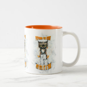 Cranky Cat Hoarding For A Crisis Two-Tone Coffee Mug