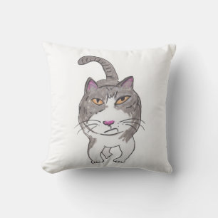 Cranky Cat Pet Doodle Art Humour Fun Cushion