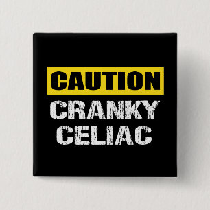 Cranky Celiac Warning Sign Fun 15 Cm Square Badge