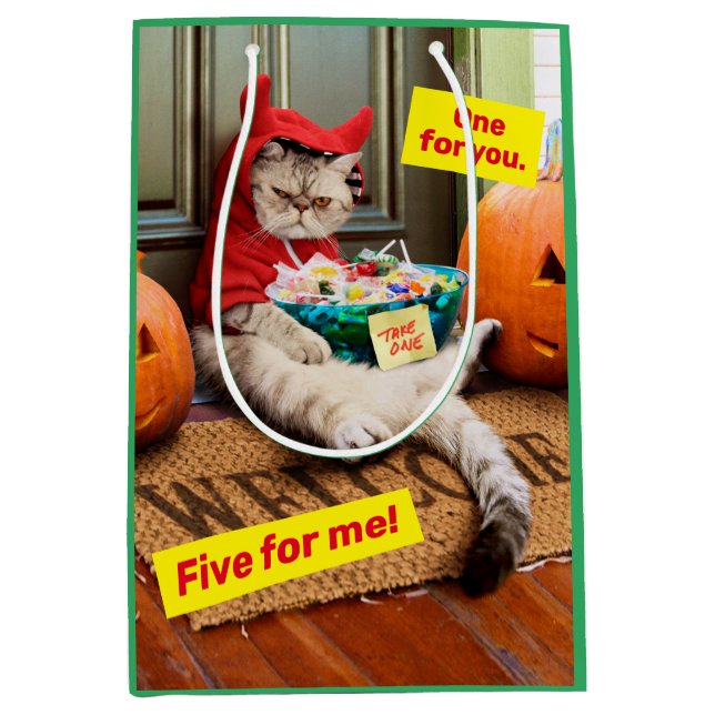 Cranky Devil Cat Medium Gift Bag (Front)
