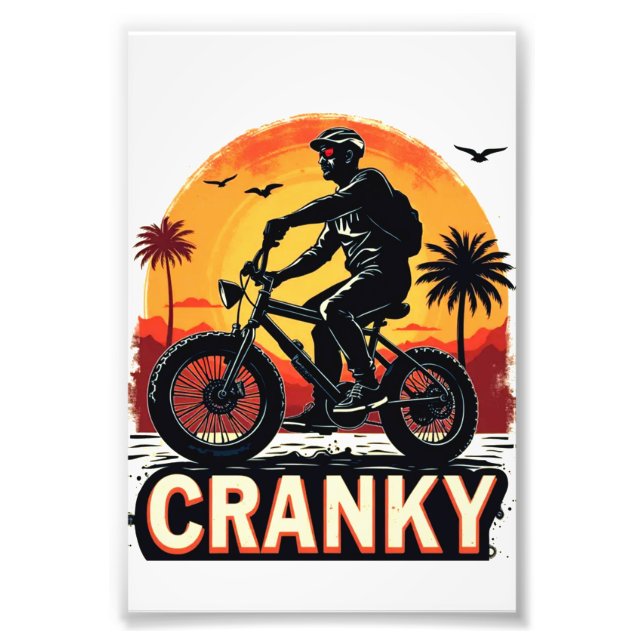 Cranky: Energise Your Ride – Fun Biker Tee  Photo Print (Front)