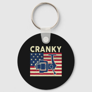 Cranky Fishing-shirt 4th Of July Usa Flag Funny B  Key Ring