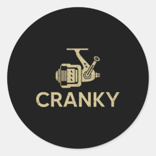 Cranky Fishing Shirts Vintage Fisherman Fathers Da Classic Round Sticker