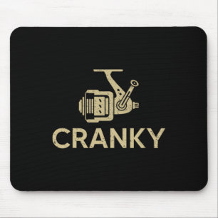 Cranky Fishing Shirts Vintage Fisherman Fathers Da Mouse Mat