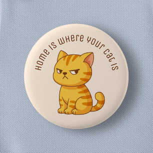 Cranky Orange Tabby Cat Custom Text Beige 6 Cm Round Badge