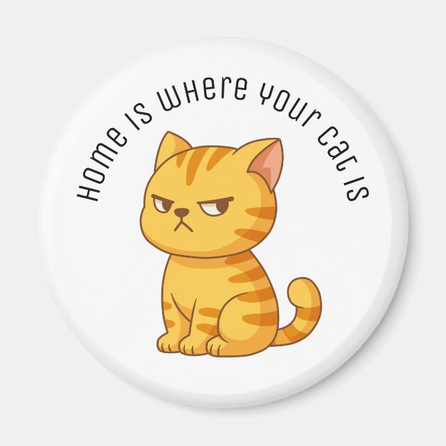 Cranky Orange Tabby Cat Custom Text Magnet (Front)