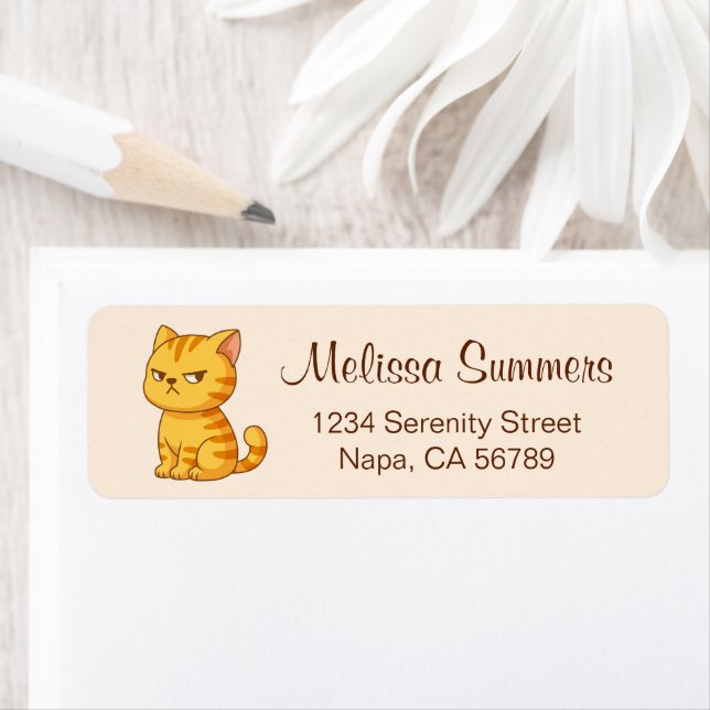 Cranky Orange Tabby Cat on Beige (Insitu)