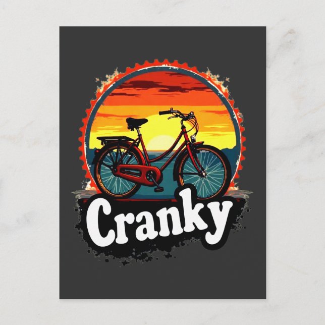 Cranky Sunset Bicycle Tee – Energise Your Ride  Postcard (Front)