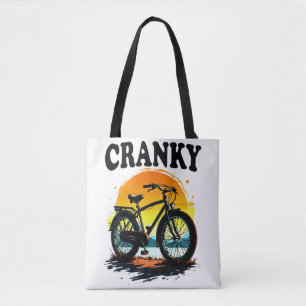 Cranky: Unique Biker Tee – Sunset Bike Graphic Tote Bag