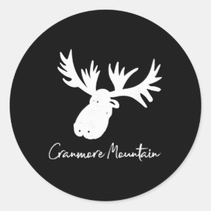 Cranmore Mountain New Hampshire Moose Antlers Ski Classic Round Sticker
