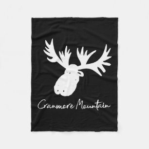 Cranmore Mountain New Hampshire Moose Antlers Ski Fleece Blanket