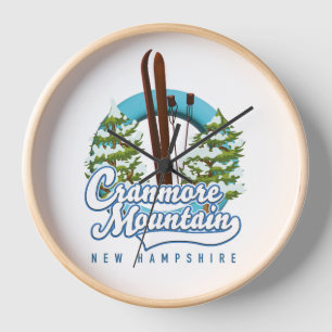 Cranmore Mountain New Hampshire Ski logo Clock