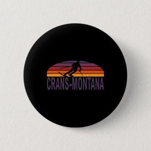 Crans-montana Swiss Alps Switzerland Ski Snowboard 6 Cm Round Badge