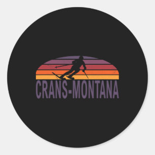 Crans-montana Swiss Alps Switzerland Ski Snowboard Classic Round Sticker