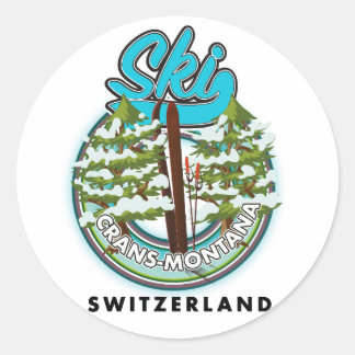 Crans-Montana Switzerland ski Classic Round Sticker