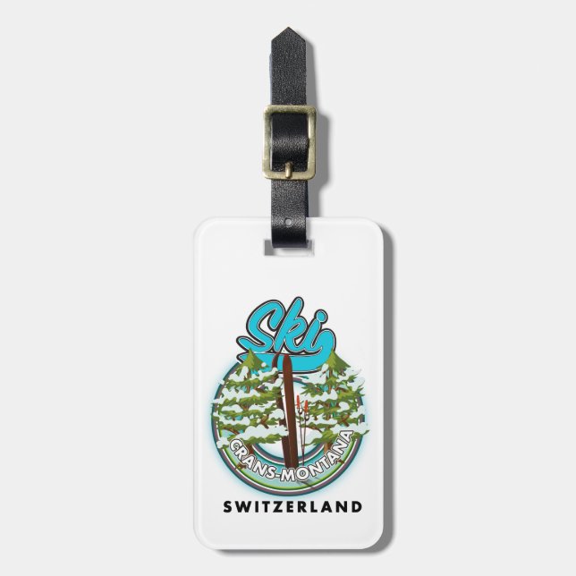 Crans-Montana Switzerland ski Luggage Tag (Front Vertical)