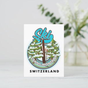 Crans-Montana Switzerland ski Postcard