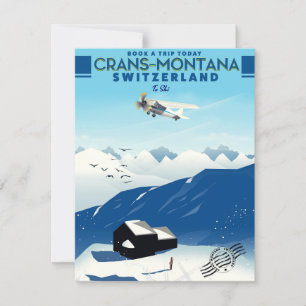 crans-montana Switzerland ski poster