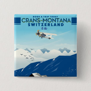 crans-montana Switzerland ski poster 15 Cm Square Badge