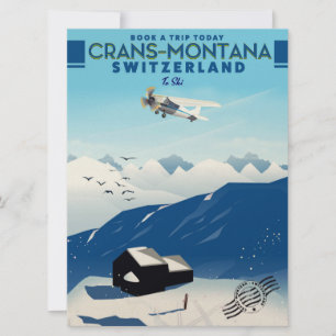 crans-montana Switzerland ski poster Invitation