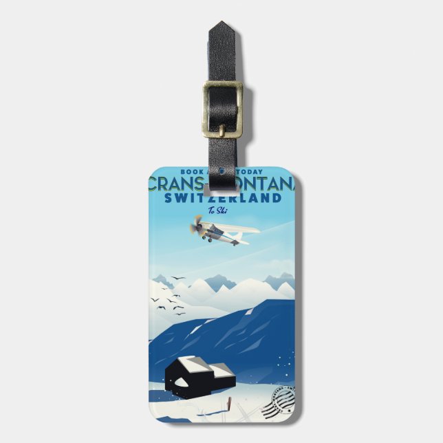 crans-montana Switzerland ski poster Luggage Tag (Front Vertical)