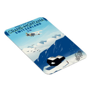 crans-montana Switzerland ski poster Magnet