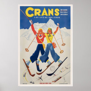 Crans Suisse Switzerland Vintage Ski Poster