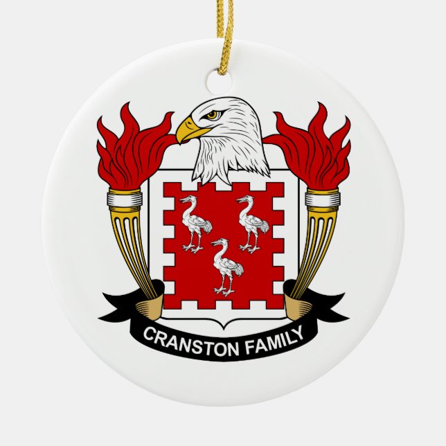 Cranston Family Crest Ceramic Tree Decoration (Front)