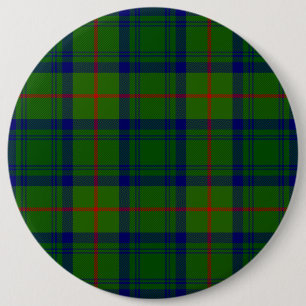Cranstoun tartan green blue plaid 6 cm round badge